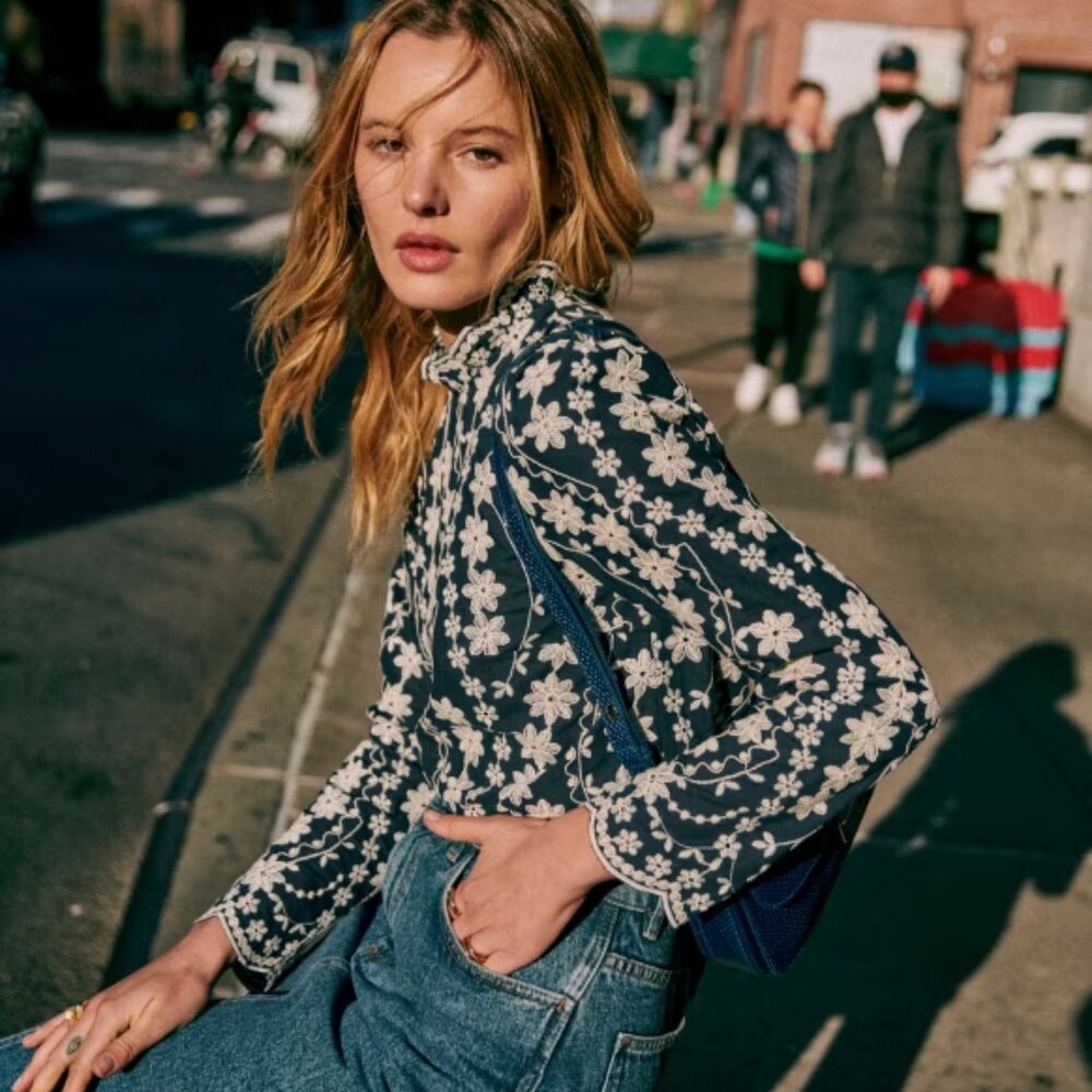 Sezane Eglantine Blouse Navy